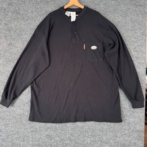 RASCO FR Henley Shirt Mens 3XL Black Flame Resistant Long Sleeve Workwear